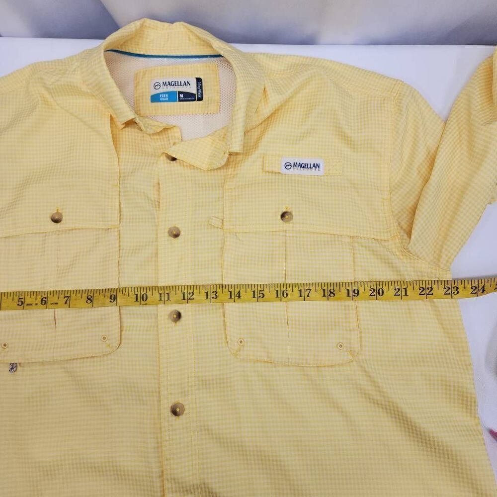 Magellan Size M Fish Gear Long-Sleeve Yellow Button-up Mag-wick Shirt O20 - Picture 4 of 7